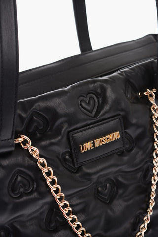 LOVE hearts embossed faux leather shoulder bag
