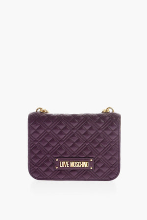 LOVE Quilted Faux Leather Shoulder Bag
