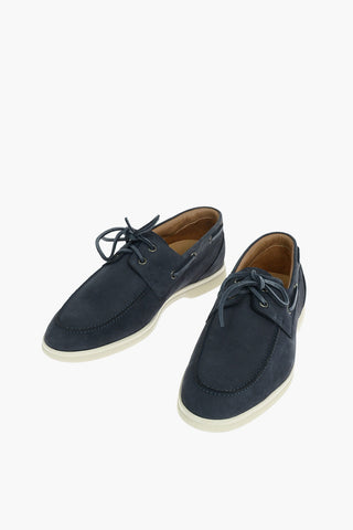 Suede Leather Boat Shoes With Rubber Soles