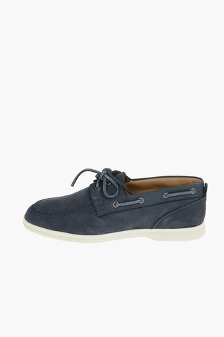 Suede Leather Boat Shoes With Rubber Soles