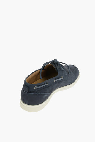 Suede Leather Boat Shoes With Rubber Soles