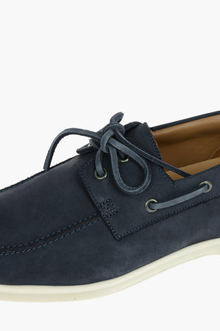 Suede Leather Boat Shoes With Rubber Soles