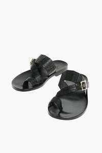 Crocodile Leather Flip-Flops