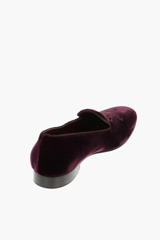 Embroidered Velvet Loafers With Leather Soles