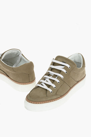 Suede Leather Sneakers With Rubber Soles