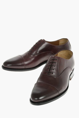 Scarpe Oxford In Pelle Con Suola In Cuoio