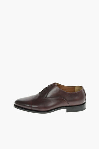 Scarpe Oxford In Pelle Con Suola In Cuoio