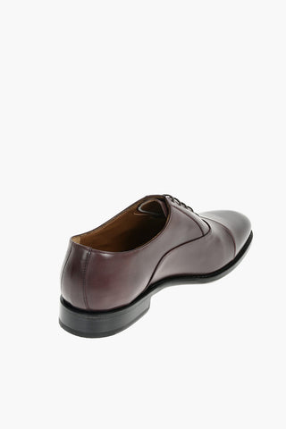 Scarpe Oxford In Pelle Con Suola In Cuoio