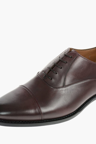 Scarpe Oxford In Pelle Con Suola In Cuoio