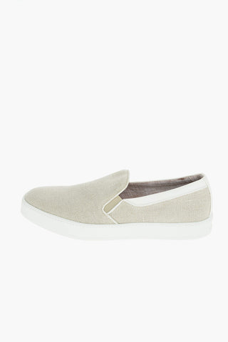 Linen Slip On Sneakers With Rubber Soles