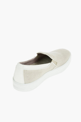 Linen Slip On Sneakers With Rubber Soles