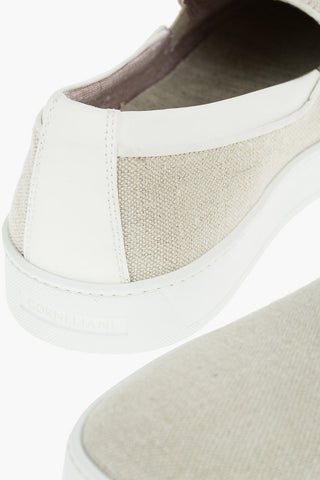 Linen Slip On Sneakers With Rubber Soles