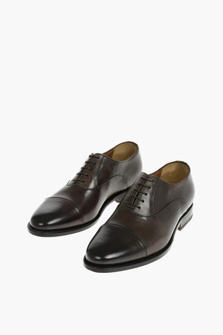 Scarpe Oxford In Pelle Con Suola In Cuoio