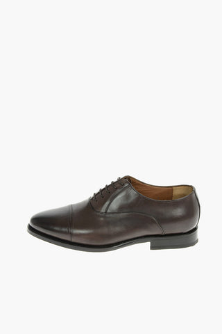 Scarpe Oxford In Pelle Con Suola In Cuoio