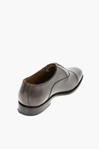 Scarpe Oxford In Pelle Con Suola In Cuoio