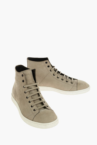 ID Suede Leather High Sneakers With Rubber Soles