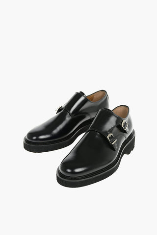 Leather Monk Strap Shoes With Rubber Soles