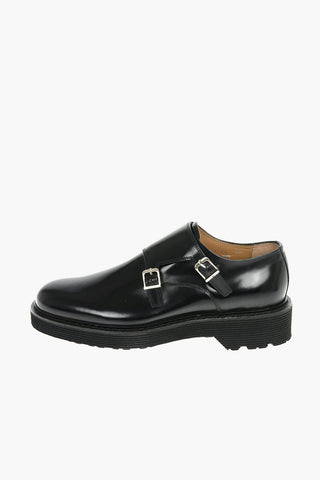 Leather Monk Strap Shoes With Rubber Soles