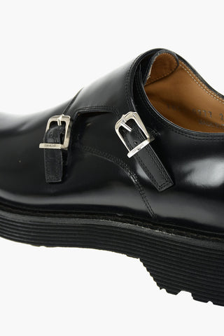 Leather Monk Strap Shoes With Rubber Soles