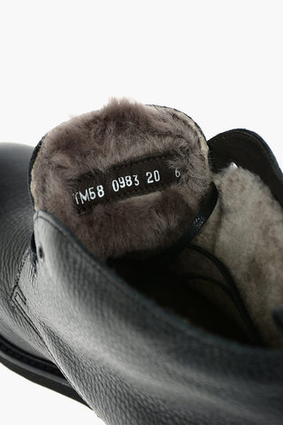 ID Hammered Leather Desert Boots Padded With Faux Fur
