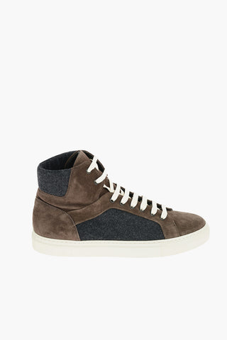 Suede Leather High Sneakers With Rubber Soles