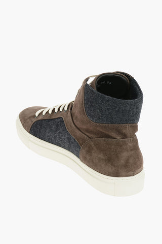 Suede Leather High Sneakers With Rubber Soles