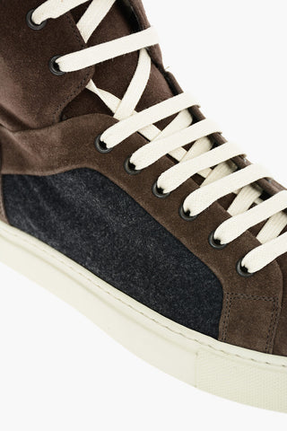 Suede Leather High Sneakers With Rubber Soles