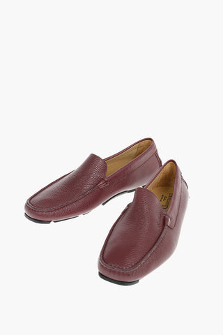 ID Hammered Leather Loafers With Rubber Soles