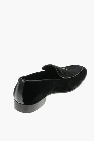 CC COLLECTION Embroidered Velvet Loafers With Leather Soles