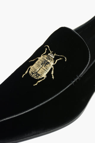CC COLLECTION Embroidered Velvet Loafers With Leather Soles