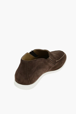 Suede Leather Slip On Sneakers With Rubber Soles