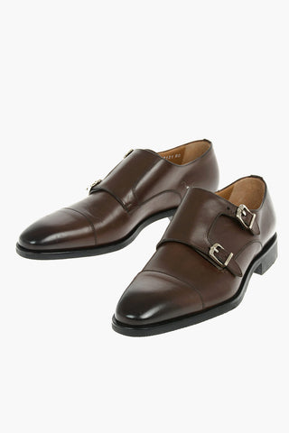 Scarpe Monk Strap In Pelle Con Suola In Gomma