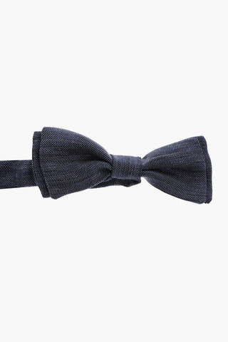 CC COLLECTION Solid Color Silk and Flax Bow Tie