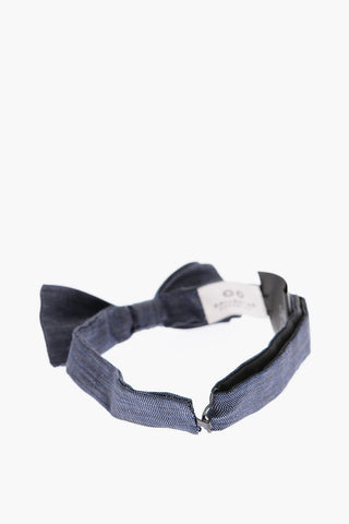 CC COLLECTION Solid Color Silk and Flax Bow Tie