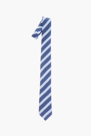 Regimental Striped Silk and Flax Tie