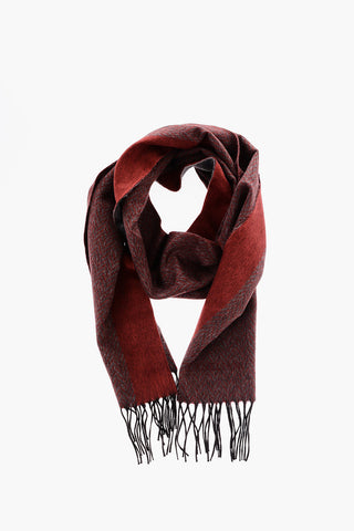 Silk and Virgin Wool Chevron Effect Scarf with Fringes