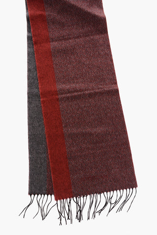 Silk and Virgin Wool Chevron Effect Scarf with Fringes