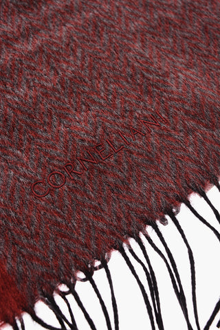 Silk and Virgin Wool Chevron Effect Scarf with Fringes