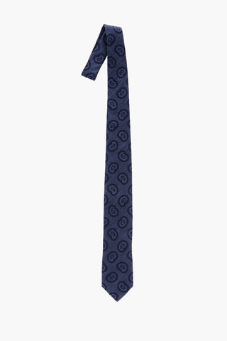 Cravatta in Seta e Lino con Motivo Paisley
