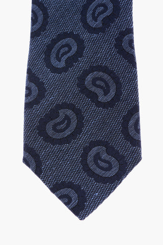 Cravatta in Seta e Lino con Motivo Paisley