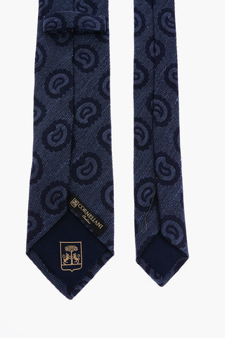 Cravatta in Seta e Lino con Motivo Paisley