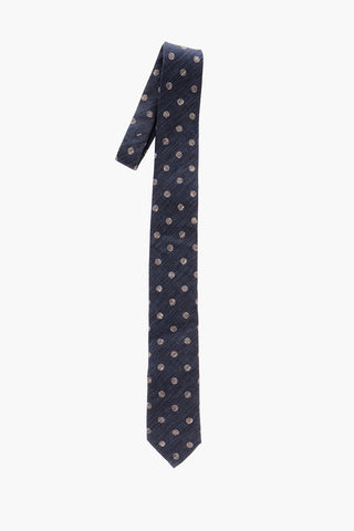 CC COLLECTION Polka Dots Silk and Flax Tie