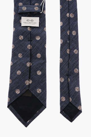 CC COLLECTION Polka Dots Silk and Flax Tie