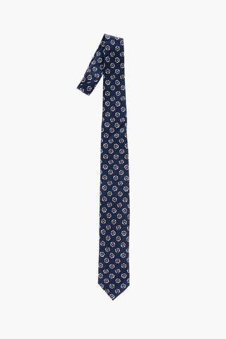 Abstract Printed Silk and Flax Tie