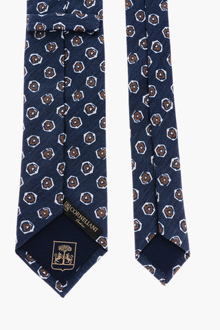 Abstract Printed Silk and Flax Tie