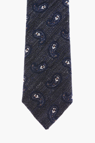 CC COLLECTION Paisley Patterned Flax Blend Tie