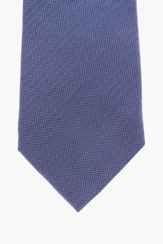 Cravatta in Seta con Motivo Herringbone