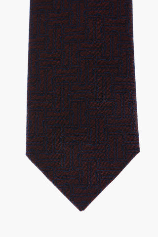 CC COLLECTION Fret Patterned Two-Tone Tie