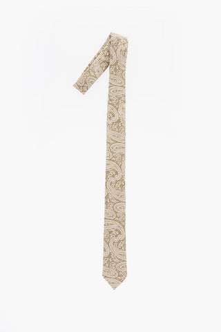 CC COLLECTION Paisley Effect Linen and Cotton Kipper Tie