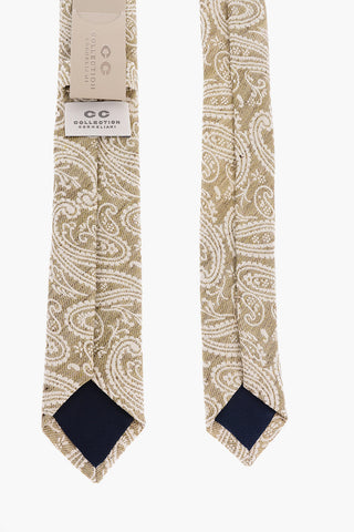CC COLLECTION Paisley Effect Linen and Cotton Kipper Tie